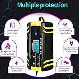 HAUSPROFI 12V/24V 8Amp Automatic Battery Charger with 3-Stage Charging, 6 Modes, LCD Screen, Intelligent Charging, Repairs, Maintains Car, Motorcycle, Boat, Mower Battery