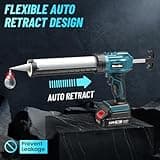 SEESII Silicone Sealant Gun with 2-Batteries, 21V Electric Caulking Gun with Built-in LED Light, 4 Adjustable Speeds for Filling and Sealing