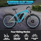 Electric Fat Tire Mountain Bike for Adults - 26" All-Terrain Anti-Slip Wheels with Removable 48V Battery & USB Charger | Quick-Release Seat, 70+ Miles Range, Includes Phone Mount