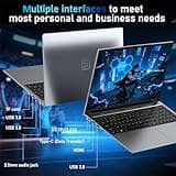 NAIKLULU 17.3 Inch Laptop 2025, 13th Gen Twin Lake Processor N150 (1.2GHz to 3.6GHz), RAM 16GB SSD 512GB Pc Computer, 1920x1080P/Webcam/Backlit Full Keyboard/Touchpad, Student/Home/Business/TF Card