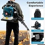 Petrol Leaf Blower 75.6CC 4 Stroke Backpack Leaf Blower 2600W 7000R/Min Adjustable Speed Garden Vacuum and Blowers Handheld Engine Air Cooling 180° Adjustable Air Duct