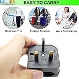 LRMYS 2-Pin EU Socket to 3-Pin UK Plug Adaptor, 5A Fuse European Type C/E/F Socket to Britain Type-G Plug Converter for Home Travel Hotel Business Trip, Black 1 Pack