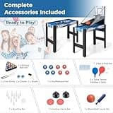 Maxmass 36’’ Multi Games Table Set, 6 in 1 Combo Sports Play Table with Basketball, Table Tennis, Air Hockey, Billiards, Bowling and Shuffleboard, Combination Table Playset for Gathering Party Arcade
