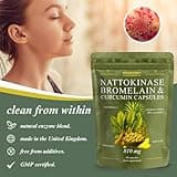 Nattokinase Bromelain Curcumin | Foreign Protein Detox & Cleanse with Black Pepper Extract | High Strength | 60 Vegan Capsules, Made in The UK by Roundway Supplements