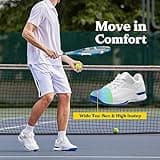 FitVille Mens Extra Wide Fit Tennis Badminton Squash Shoes Non Slip Sports Trainers for Volleyball Pickleball, White, 8 UK Wide