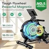Rowing Machine for Home Gym, EvoSpark Magnetic Rowing Machines 350 LB Weight Capacity - Foldable Rower for Home Use with App Supported, Upgrade to Double Slide Rail