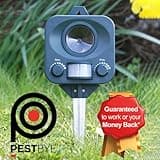 Pestbye® Battery Operated Motion Activated Waterproof Cat Repellent - Quick Fix Ultrasonic Cat Scarer with Ground Stake - Set of 2