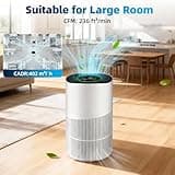 Air Purifiers for Large Home Bedroom, CADR 403m³/h, Alexa Enabled, Filter with PM2.5 Intelligent Air Quality Sensor, Auto Mode, Targets Pollen, Dust, Smoke, Pet Allergens