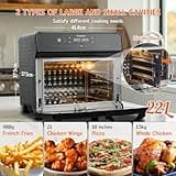HYSapientia® 22L Dual Zone Air Fryer Oven With Rotisserie,Large Double Air fryers Mini Oven Digital 2400W 10 in 1 Airfryer Countertop Convection Oven electric and grill,Stainless Steel,13 Accessories…