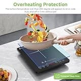 Single Induction Hob, AMZCHEF 2000W Induction Cooker with Slim Design of 4.45cm, 20 Power Levels and 20 Temperature Settings, Fashionable Black Glass Panel, Touch Sensor, Hour Timer, Safety Lock