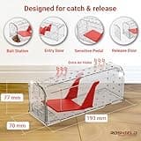 ROSHIELD 4 X Humane MOUSE Traps for Indoors and Outdoors, Duty Pest Trap for Catch Alive. Pets and Children Friendly. Reusable Rodent Mice Trap. Quick, Effective and Highly Sensitive Catcher