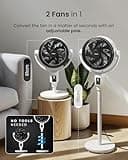 Pro Breeze® AirFlo Plus 44" Hybrid Pedestal Fan 29db Silent with Remote, Powerful Dual Blades, Multidirectional Vortex 135° Horizontal & 100° Vertical & Oscillating, 111-61cm Flex Height