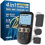 4 in 1 - D.I.Y & Tens Unit & EMS & Massage Muscle Stimulator, Dual Channel Therapy Machine for Pain Relief, FDA Cleared Rechargeable Electronic Pulse Massager,with 12pcs Electrode Pads