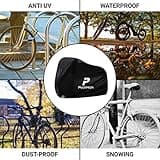 Posh Hops Bike Cover - Waterproof, Heavy Duty, Dustproof, Rain Protection, Safety Lock Holes for 2 Bikes - Black, Polyester/Nylon, UV Coated, Double Stitched, Elastic & Buckle Closure