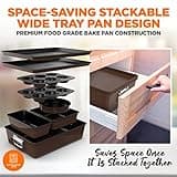 NutriChef Baking Tray Set, Stackable Bakeware Trays, Smart Space Stacking Baking Trays, 8 Pcs Non-Stick Oven Safe Baking Sets w/ Cookie, Loaf Pan, Pizza Pan, Muffin Tins, Cake Tin, Round/Square Pans