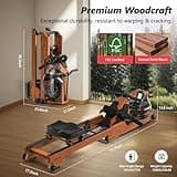 Rowing Machine, Water Foldable Rowing Machine for Home Gym, Fitness Exercise Machine with Bluetooth, 350LB Weight Capacity, App Compatible, Built-in Monitor