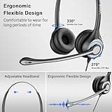 Wantek USB Headset with Microphone for PC Laptop,3.5mm/USB/Type-C Jack 3-In-1 Headphones with Noise Cancelling & Audio Controls,Teams Headset for Office,Call Center,Work,Binaural