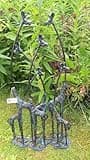 F&G Supplies giraffe family sculpture solid cast iron ornament - ideal for your garden or indoors - 71cm tall