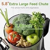 Cold Press Juicer Machines, 350W Masticating Juicer with 5.8‘’ Large Feeding Chute for Whole Fruit and Vegetable,High Juice Yield and Easy to Clean