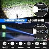 Torches LED Super Bright Rechargeable - 500000 Lumens Powerful Torch XHP70.2 Tactical Flashlight with Holster, 5 Modes & Zoomable Flash Light IP67 Waterproof for Camping Hiking Emergency Dog Walking