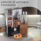 Taylors Eye Witness 5 Piece Knife Block Set – Razor Sharp Full Metal Kitchen Knives with Stylish Acacia Wood Storage. Stainless Steel Precision, Durable, Includes Paring, Chef, Bread & Carving Knives