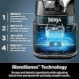 Ninja Detect Power Blender Pro Blender with BlendSense Technology for Smoothies, Food, Compact, Personal Portion, 1,800 Watts of Power, 2.1L Jug, (2) 0.71L Cups, Black, TB301