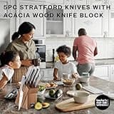 Taylors Eye Witness 5 Piece Knife Block Set – Razor Sharp Full Metal Kitchen Knives with Stylish Acacia Wood Storage. Stainless Steel Precision, Durable, Includes Paring, Chef, Bread & Carving Knives