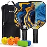 USAPA Approved Fiberglass Pickleball Paddles Set of 2 - Lightweight Rackets With 2 Outdoor & Indoor Balls, 2 Cooling Towels, Bag - Complete Equipment