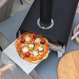 Zanussi ZPO1BPC Outdoor 12 Inch Wood Pellet Portable Wood Fired Pizza Oven with Paddle and Cover in Black, BBQ Oven & Smoker, Stainless Steel Foldable Legs