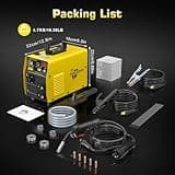 160A MIG Welder 4 in 1 Semi-Automatically Synergy Gas MIG/Gasless MIG/ARC/Lift TIG MIG Welding Machine with Solid Core Flux Core Wires, Yellow