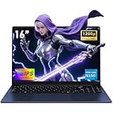 NAIKLULU 2025 16 Inch Laptop Computer, 13th Gen Twin Lake Processor N150 (1.2 to 3.6GHz), Upgraded N100, RAM 16GB SSD 1TB, 1920x1200P, Webcam, Backlit Full Keyboard, Touchpad, Student/Home/Business