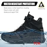 PAQOZKC Waterproof Safety Boots Men Women Steel Toe Cap Boots Safety Shoes High Ankle Air Cushion Work Trainers Black