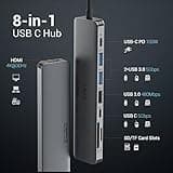 USB C Hub, JESWO 8 in 1 USB C Adapter with 4K HDMI, 100W PD, Multi USB A+C Data Ports 5Gbps, SD/TF Card Reader, Type C Dongle to HDMI Adapter for Macbook M1/M2, iPad Pro