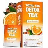 Total Tea Slimming Detox Tea Caffeine Free, Herbal Blend with Chamomile, Hibiscus and Ginger Root for Colon Cleanse and Weight L0SS – Natural Citrus&Cinnamon Herbal Tea for Digestive Health (25 Bags)