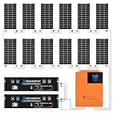 ECO-WORTHY 2400W 48V Solar Panel System Off Grid Solar Power Kit of Home Energy Storage:12pcs 195W Bifacial Solar Panel + 2pcs 48V 100AH Server Rack Battery +1pc 5000W Hybrid Inverter + Brackets