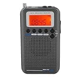 Vhf Airband Radio, Aircraf Band Receiver Por Able Full Vhf Uhf Scanner Radio AB Recorder Gold Receiver FM AM CB SW LCD Display Wi H Backligh (Black)