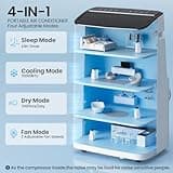 TECXERLLON 15000 BTU Portable Air Conditioner, 4-in-1 Quiet Air Conditioner with Cooling, Dehumidifier, Fan and Sleep Modes, 3 Speeds, Auto Swing, Cools