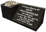 Personalised Black Granite Memorial Vase Grave Pot, Headstone Gravestone Plaque, Cemetery, Stone