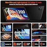 FLYCOAY Android 16 AI Tablet,11 Inch Android Tablets With 36GB RAM+512GB ROM(TF 2TB), Octa-Core, 8000 mAh, 8MP+13MP, 5G WIFI/BT 5.0/GPS, Tablet With Keyboard|Mouse|Case|Pen|Stand|Earphone|Black