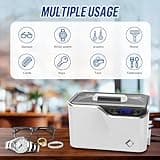 LifeBasis CDS-100 Ultrasonic Cleaner Jewellery Cleaner 600ML 42KHz,Silver Cleaner with Cleaning Basket Watch Stand for Jewelry Necklace Ring Glass Watch Denture Guin-ness Surger Cans（White）
