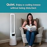 Midea SmartAir Cool & Purify Bladeless Fan with mSmartHome Mobile Phone App Controls - Oscillating Tower Fan - HEPA Filter - 12 Fan Speeds - White