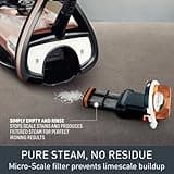 Tefal Ultimate Pure Steam Iron, 3100W, 260g/min Steam Boost, 350ml Water Tank, 3m Cord, Non-Stick Durilium Soleplate, Anti Scale, Anti-drip, Black and Rose Gold FV9845G0