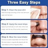 60 Count Magnetic Nose Strip – Pibcuny Nose Magnet for Breathing, Magnetic Nasal Strips for Men and Women, Breathe Smoothly with Nose Magnets, Reduce Snoring, Improve Sleep Quality (Black)