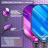 Pickleball Paddles, USAPA Approved Carbon Fiber Pickleball Paddles Set of 2 Includes 4 Pickleballs & 1 Bag, Lightweight Pickle Ball Rackets 2 Pack for Beginners