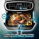 Duronic XXL Air Fryer AF34 BK 10L Digital Family Size Air Fryers Oil Free Triple Drawers 10in1 Dual Zone Extra Large AirFryer for Family Cooking with Dishwasher Safe Non-Stick Baskets Black