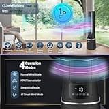 PureMate 2-in-1 Bladeless Tower Fan & air purifier with HEPA Filter, 10 Speed Settings, Portable Ultra Quiet Standing Fan with Remote Control, Digital Display, Powerful Air Cooling for home & office