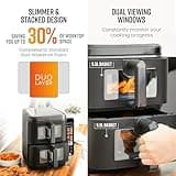 Swan SD10522BLK 11L Twin Stack Air Fryer, Swan Cyclone Technology, Two 5.5L Baskets, Space-Saving Vertical Stack Design, Foldable Digital Touch Display, Dual Cook Functions,10 Pre-Sets, 2800W Black