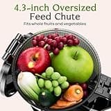 Anybear Cold Press Juicer, 200W Masticating Slow Juicer 4.3" Large Feed Chute Fit Whole Fruits Vegetables | Upgraded Auger | Tritan Materials | BPA Free | Juice Recipes (Silver)