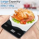 Chargeable Digital Kitchen Food Scale - AIMILAR LED Display 22lb Food Weight Scales for Baking Cooking USB-C Rechargeable Ounces and Grams 1g/0.1oz Tempered Glass