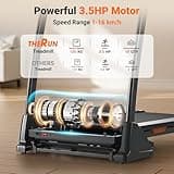 THERUN Treadmill with Incline, Auto Hydraulic Foldable Running Machine with 3.5HP Powerful Motor & 300 LBS Weight Capacity, Folding Incline Treadmill with 15 Levels & 18 Programs, 1-16 km/h